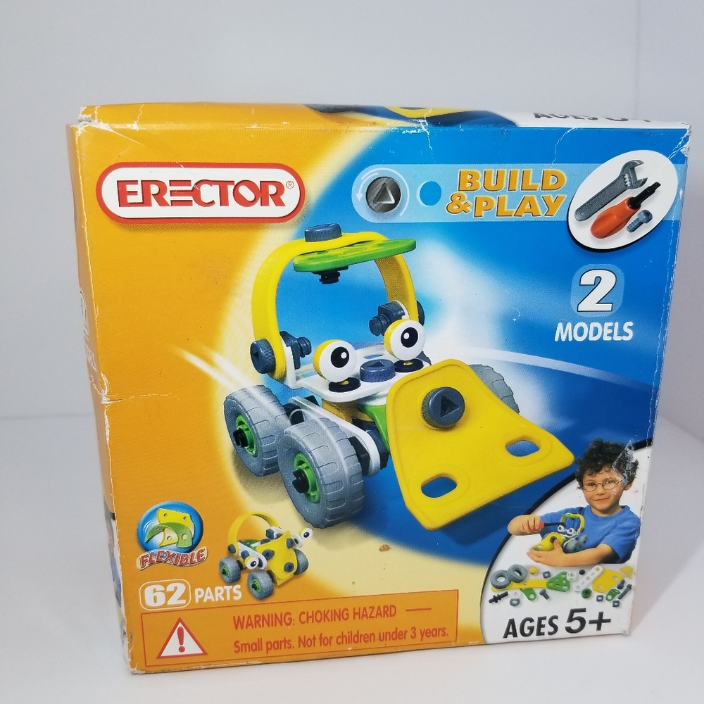 Erector Build & Play 2 Toys (62 Piece) Set